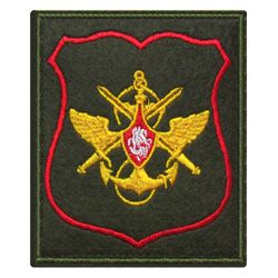 Шеврон вышитый нарукавный ЦОВУ ВМФ, оливковый с красным кантом (пр. №300) на липучке