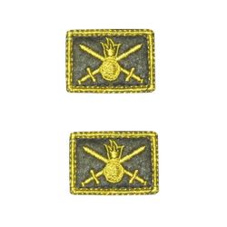 Нашивки петличные Сухопутные войска, оливковые с желтым кантом, на липучке