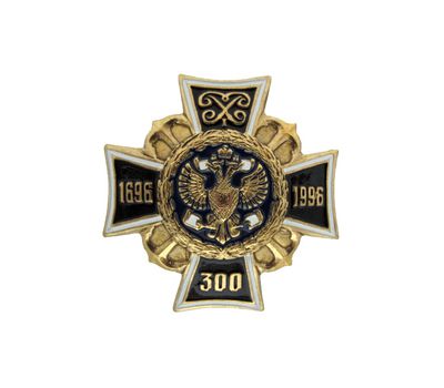 Значок  мет. 300 лет флоту (черный фон), латунь