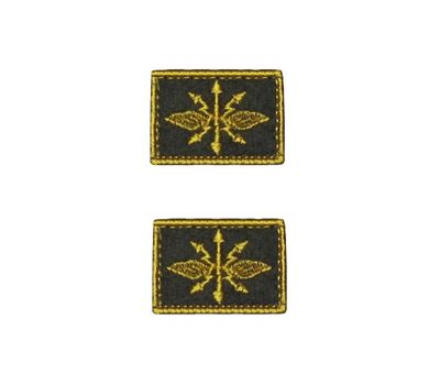 Нашивки петличные Войска Связи, оливковые с желтым кантом, на липучке